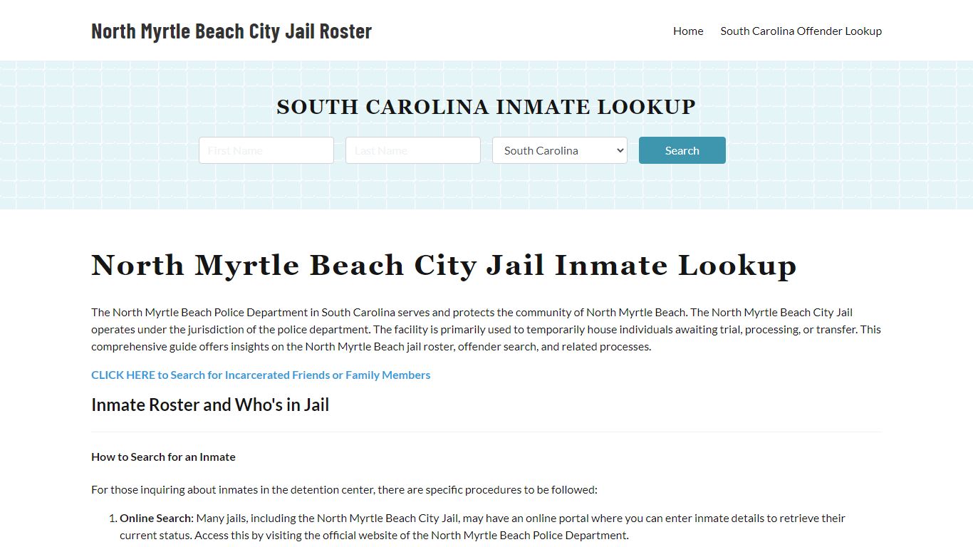 North Myrtle Beach Police Department & City Jail, SC Inmate Roster ...